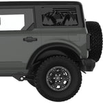 AMERICAN FLAG WITH MOUNTAINS TREES AND DEER QUARTER WINDOW DECAL FITS 2021+ FORD BRONCO 4 DOOR HARD TOP