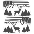 AMERICAN FLAG WITH MOUNTAINS TREES AND DEER QUARTER WINDOW DRIVER & PASSENGER DECALS