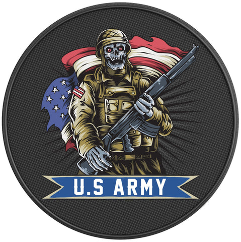 AMERICAN SOLDIER WITH SKULL FACE PEARL  WHITE CARBON FIBER TIRE COVER