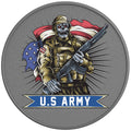 AMERICAN SOLDIER WITH SKULL FACE SILVER CARBON FIBER TIRE COVER