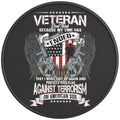 AMERICAN VETERAN WINGS AND GUNS BLACK CARBON FIBER TIRE COVER