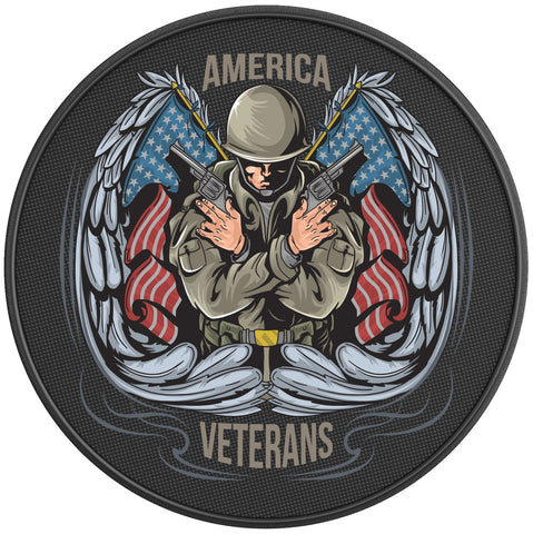 AMERICAN VETERAN WITH WINGS BLACK CARBON FIBER TIRE COVER