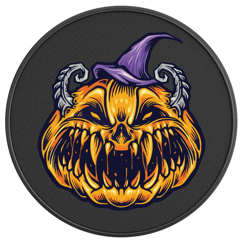 ANGRY HALLOWEEN PUMPKIN BLACK CARBON FIBER TIRE COVER