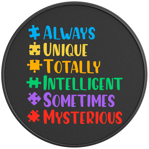 AUTISM FULL WORDS BLACK CARBON FIBER TIRE COVER