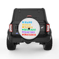 AUTISM FULL WORDS PEARL  WHITE CARBON FIBER TIRE COVER