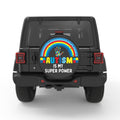AUTISM IS MY SUPER POWER PEARL  WHITE CARBON FIBER TIRE COVER