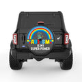 AUTISM IS MY SUPER POWER BLACK CARBON FIBER TIRE COVER