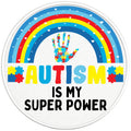 AUTISM IS MY SUPER POWER PEARL  WHITE CARBON FIBER TIRE COVER