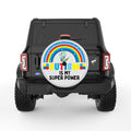 AUTISM IS MY SUPER POWER PEARL  WHITE CARBON FIBER TIRE COVER