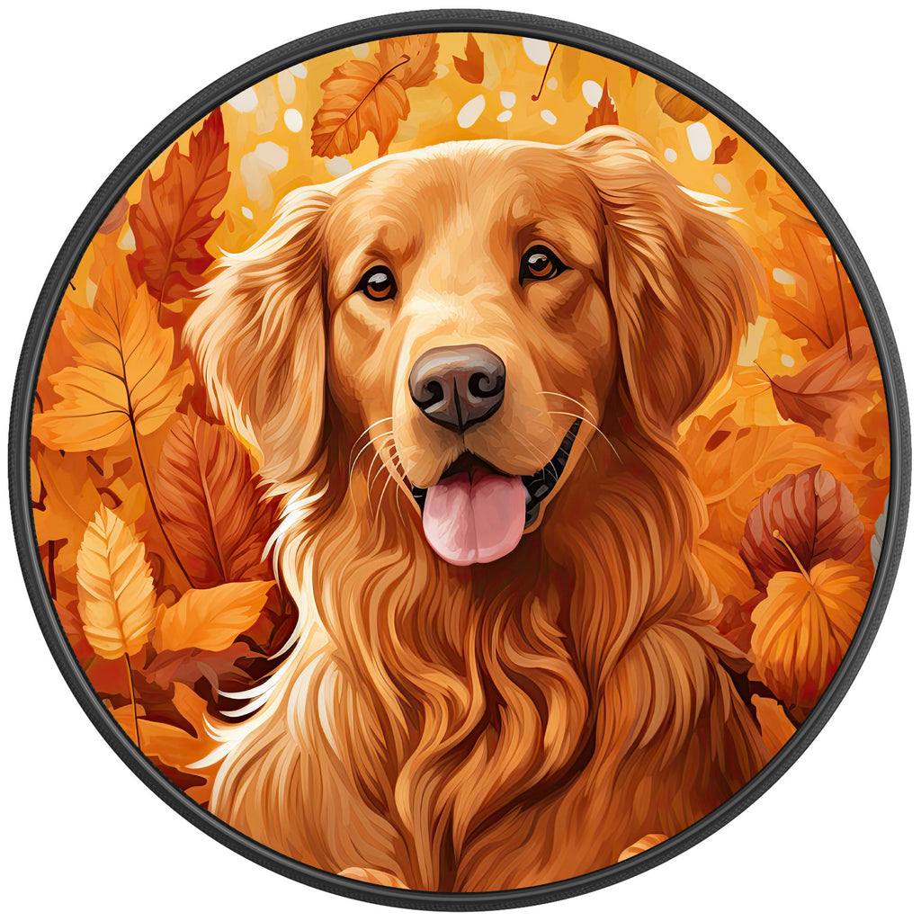 AUTUMN GOLDEN RETRIEVER BLACK CARBON FIBER TIRE COVER