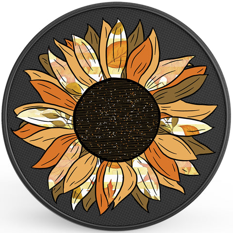 AUTUMN SUNFLOWER PEARL  WHITE CARBON FIBER TIRE COVER