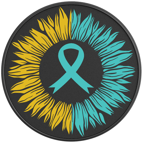 AWARENESS RIBBON BLACK CARBON FIBER TIRE COVER