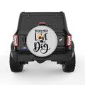 ALL YOU NEED IS LOVE AND DOGS SILVER CARBON FIBER TIRE COVER