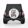 ALL YOU NEED IS LOVE AND DOGS PEARL  WHITE CARBON FIBER TIRE COVER