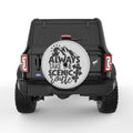 ALWAYS TAKE THE SCENIC ROUTE SILVER CARBON FIBER TIRE COVER