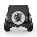 AMERICAN SOLDIER WITH SKULL FACE SILVER CARBON FIBER TIRE COVER