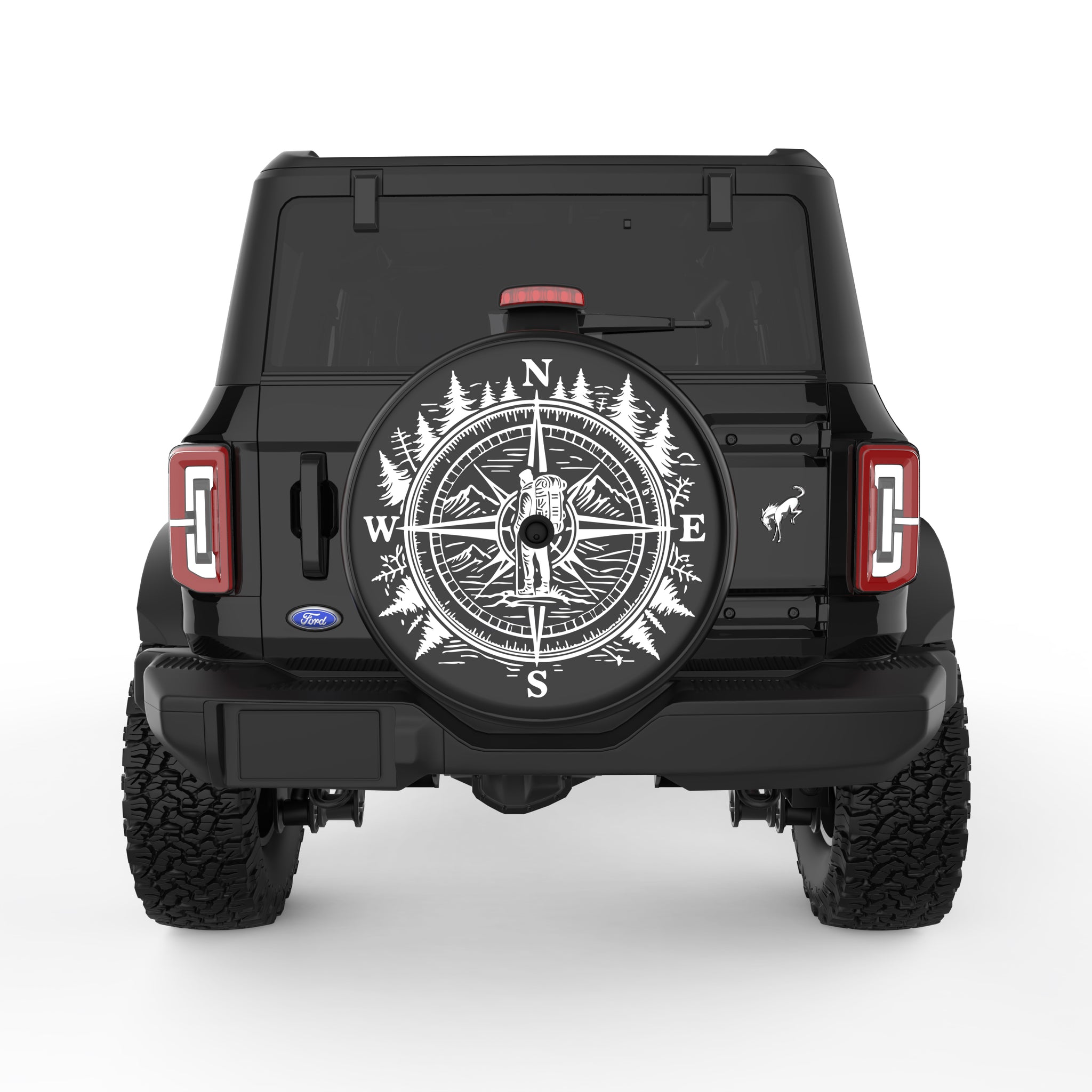 Backpacker Compass Tire Cover For Ford Bronco| Four Wheel Covers