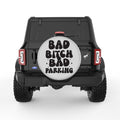 BAD BITCH BAD PARKING SILVER CARBON FIBER TIRE COVER