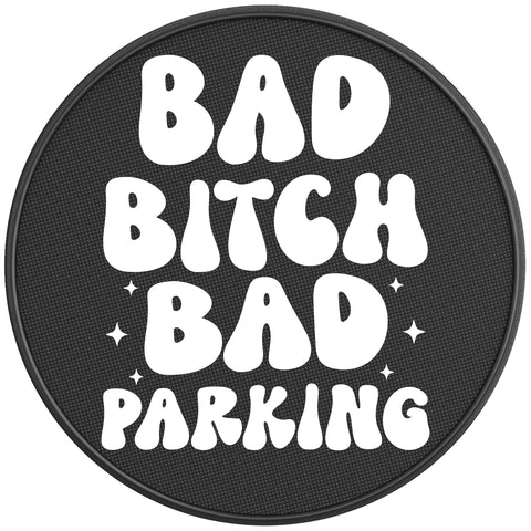 BAD BITCH BAD PARKING BLACK CARBON FIBER TIRE COVER