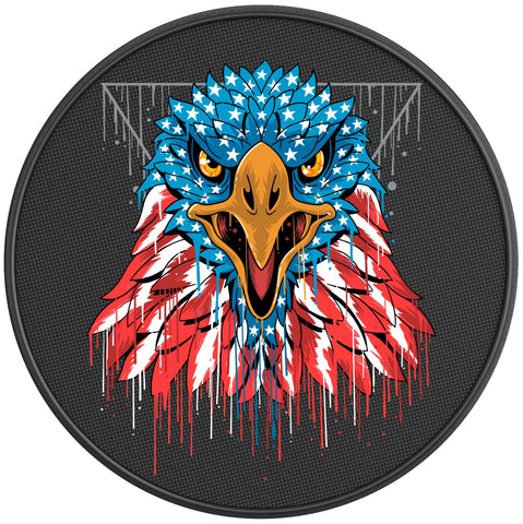BALD EAGLE HEAD BLACK CARBON FIBER TIRE COVER