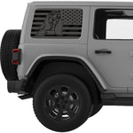 BASSET HOUND US FLAG QUARTER WINDOW DECAL FITS 2011-2018 JEEP WRANGLER 4 DOOR HARD TOP JKU