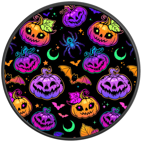 BATS AND SPIDERS COLORFUL HALLOWEEN PEARL  WHITE CARBON FIBER TIRE COVER