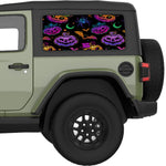 BATS AND SPIDERS COLORFUL HALLOWEEN QUARTER WINDOW DECAL FITS 2018+ JEEP WRANGLER 2 DOOR HARD TOP JL