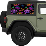 BATS AND SPIDERS COLORFUL HALLOWEEN QUARTER WINDOW DECAL FITS 2011-2018 JEEP WRANGLER 2 DOOR HARD TOP JK