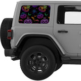 BATS AND SPIDERS COLORFUL HALLOWEEN QUARTER WINDOW DECAL FITS 2011-2018 JEEP WRANGLER 4 DOOR HARD TOP JKU