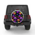 BATS AND SPIDERS COLORFUL HALLOWEEN WHITE TIRE COVER