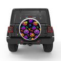 BATS AND SPIDERS COLORFUL HALLOWEEN BLACK TIRE COVER