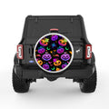 BATS AND SPIDERS COLORFUL HALLOWEEN PEARL  WHITE CARBON FIBER TIRE COVER