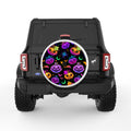 BATS AND SPIDERS COLORFUL HALLOWEEN WHITE TIRE COVER