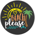 BEACH PLEASE BLACK CARBON FIBER TIRE COVER