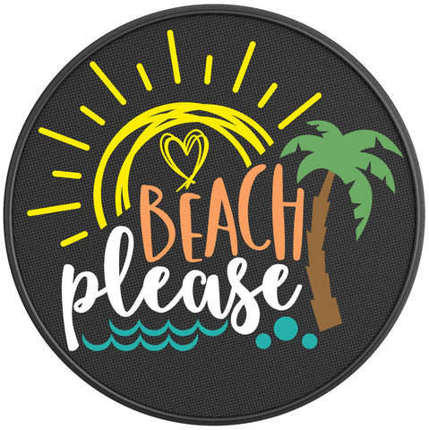 BEACH PLEASE BLACK CARBON FIBER TIRE COVER