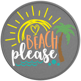 BEACH PLEASE SILVER CARBON FIBER TIRE COVER