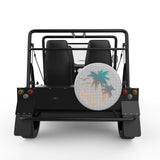 BEACH VIBES PALM TREE SILVER CARBON FIBER TIRE COVER FOR MOKE