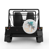 BEACH VIBES PALM TREE WHITE CARBON FIBER TIRE COVER FOR MOKE