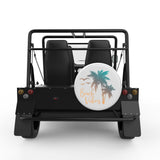 BEACH VIBES PALM TREE WHITE TIRE COVER FOR MOKE