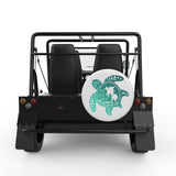 BEACH VIBES SEA TURTLE WHITE TIRE COVER FOR MOKE