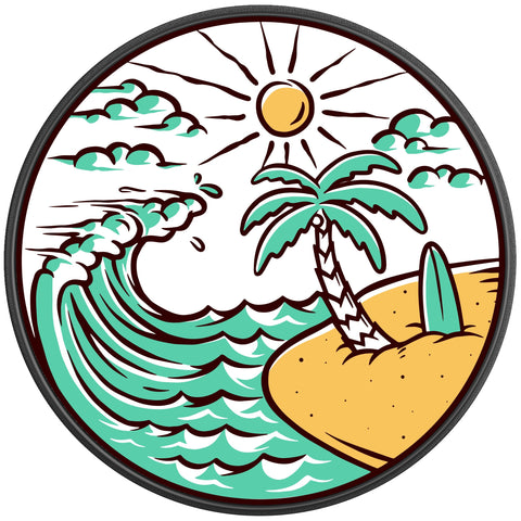 BEACH WAVES BLACK CARBON FIBER TIRE COVER