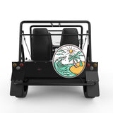 BEACH WAVES SILVER CARBON FIBER TIRE COVER FOR MOKE