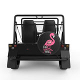 BEAUTIFUL PINK FLAMINGO BLACK CARBON FIBER TIRE COVER FOR MOKE