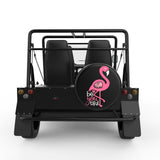 BEAUTIFUL PINK FLAMINGO BLACK TIRE COVER FOR MOKE