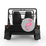 BEAUTIFUL PINK FLAMINGO SILVER CARBON FIBER TIRE COVER FOR MOKE
