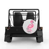 BEAUTIFUL PINK FLAMINGO WHITE TIRE COVER FOR MOKE