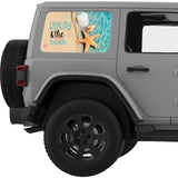 BEAUTY AND THE BEACH QUARTER WINDOW DECAL FITS 2011-2018 JEEP WRANGLER 4 DOOR HARD TOP JKU