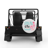 BEAUTY AND THE BEACH WHITE TIRE COVER FOR MOKE