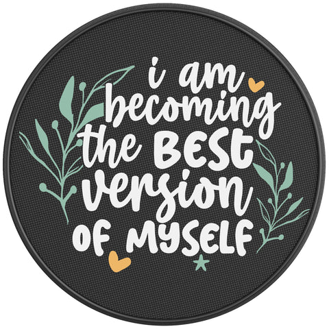 BECOMING THE BEST VERSION BLACK CARBON FIBER TIRE COVER