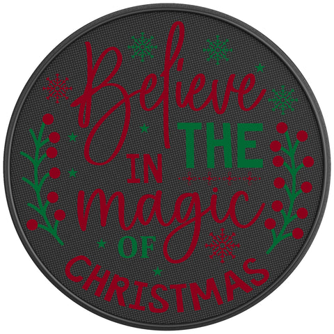 BELIEVE IN THE MAGIC OF CHRISTMAS PEARL  WHITE CARBON FIBER TIRE COVER